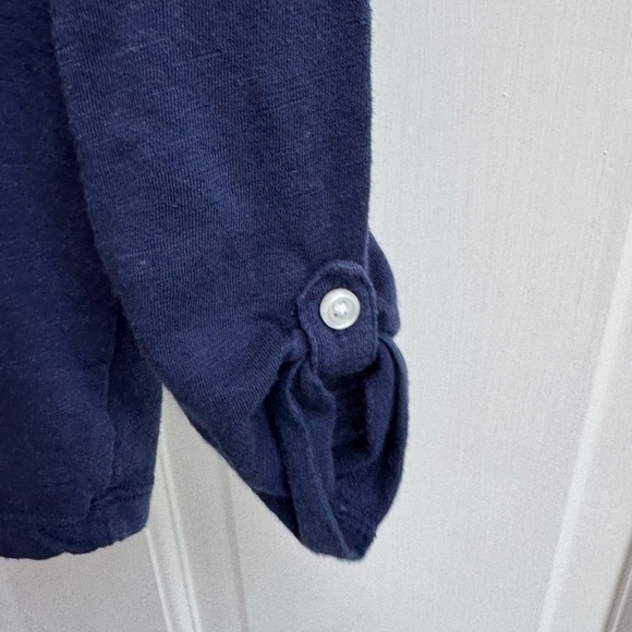 Cherokee 3T Girls Blue and White Long Sleeve Blouse with Bow - Picture 4 of 6